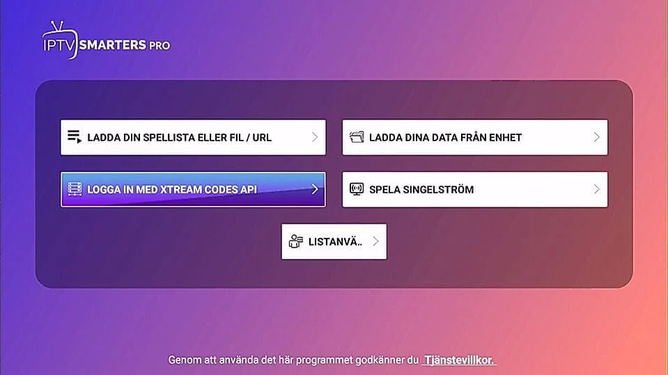 IPTV Smarters pro kirjautuminen Xtream Codes API -tiedoilla