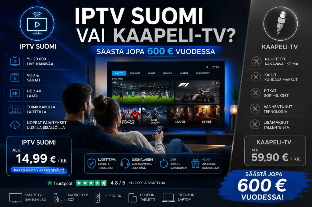 iptv suomi vai kaapeli-tv vertailu suomalaisessa olohuoneessa