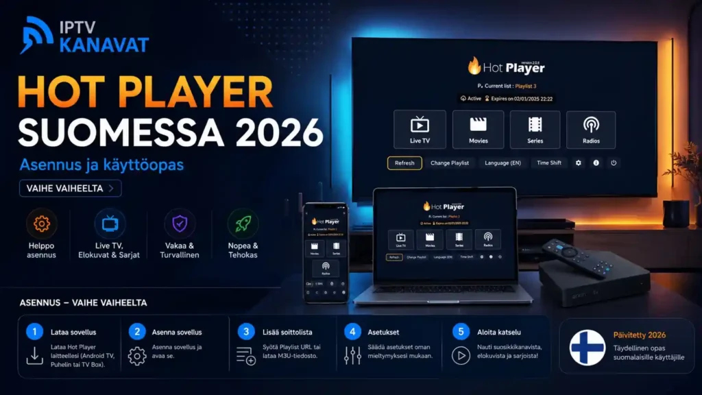 Hot Player ensimmäinen käynnistys ja MAC Address Smart TV:llä