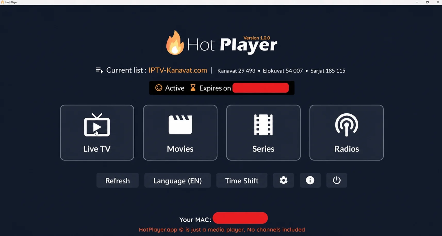 HOT IPTV vaihe 4: IPTV-Kanavat.com-lista ja suuri esimerkkikirjasto HotPlayerissa