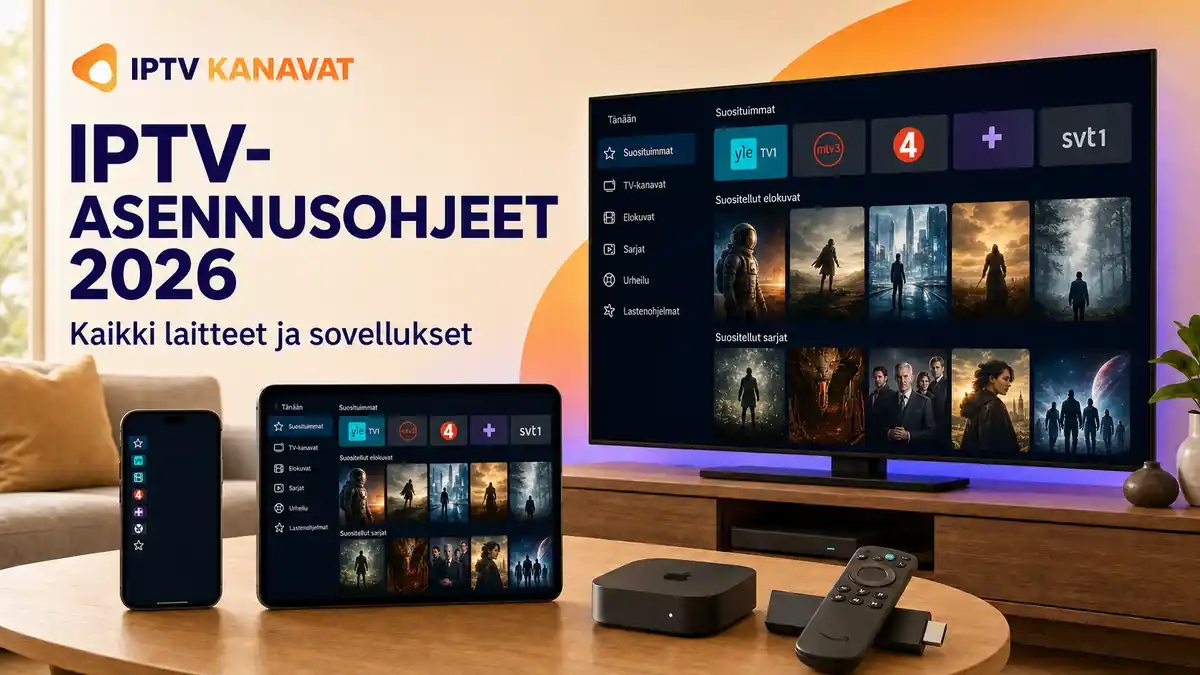 IPTV-asennusohjeet 2026 televisiolle, puhelimelle, tabletille ja suoratoistolaitteelle