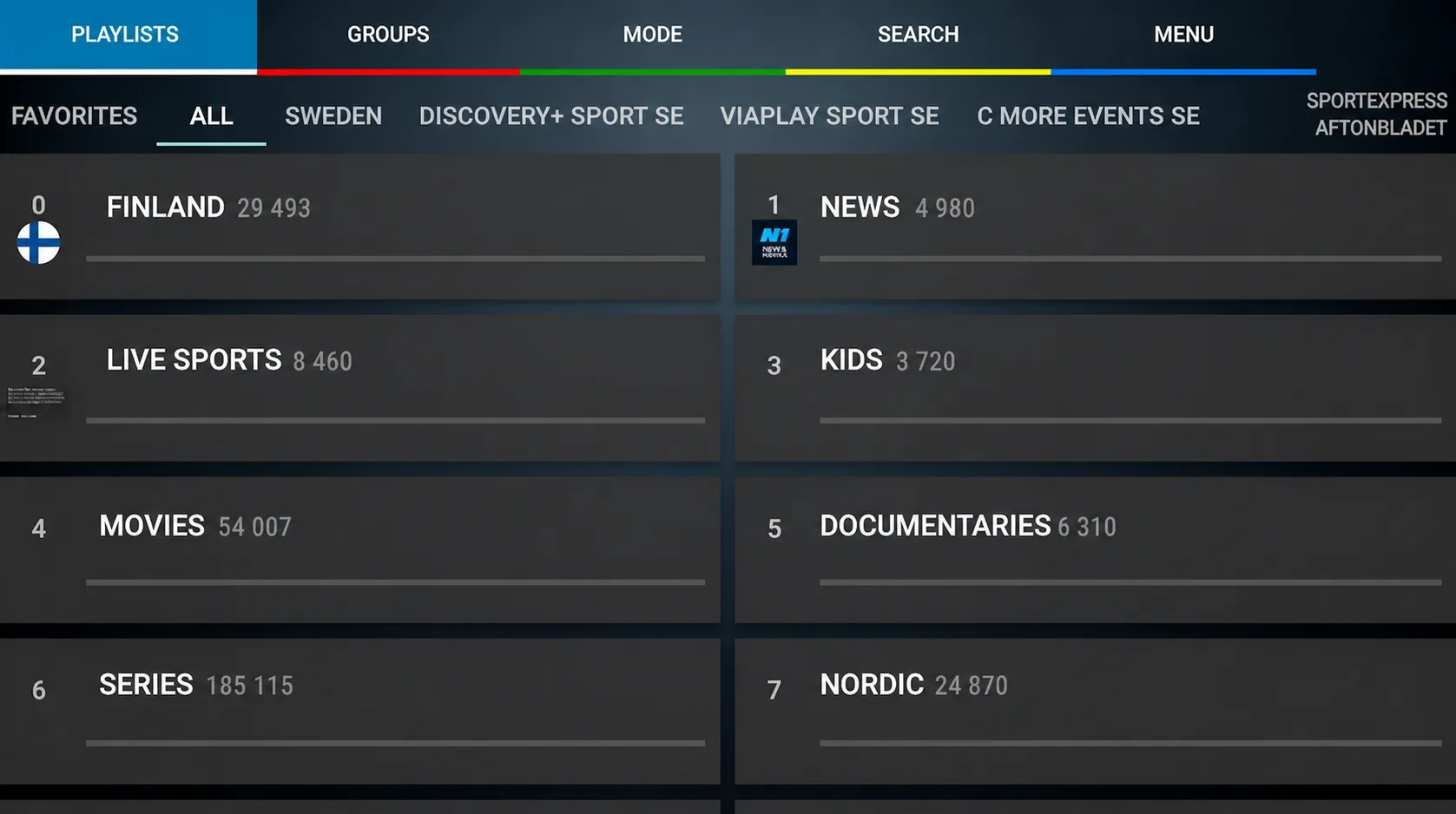 IPTV Extreme vaihe 4: suuri yli 20 000 kohteen esimerkkikirjasto