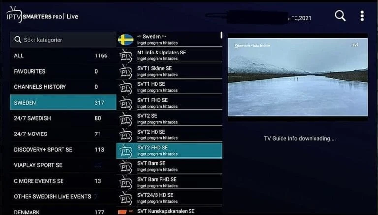 IPTV Smarters Pro ohje vaihe 4: Live TV -kanavalista ja ohjelmaopas