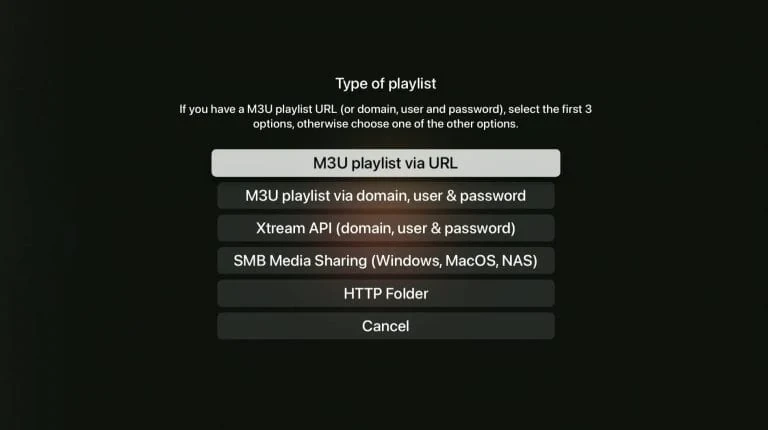 IPTVX-ohje vaihe 1: Xtream API -soittolistan valinta