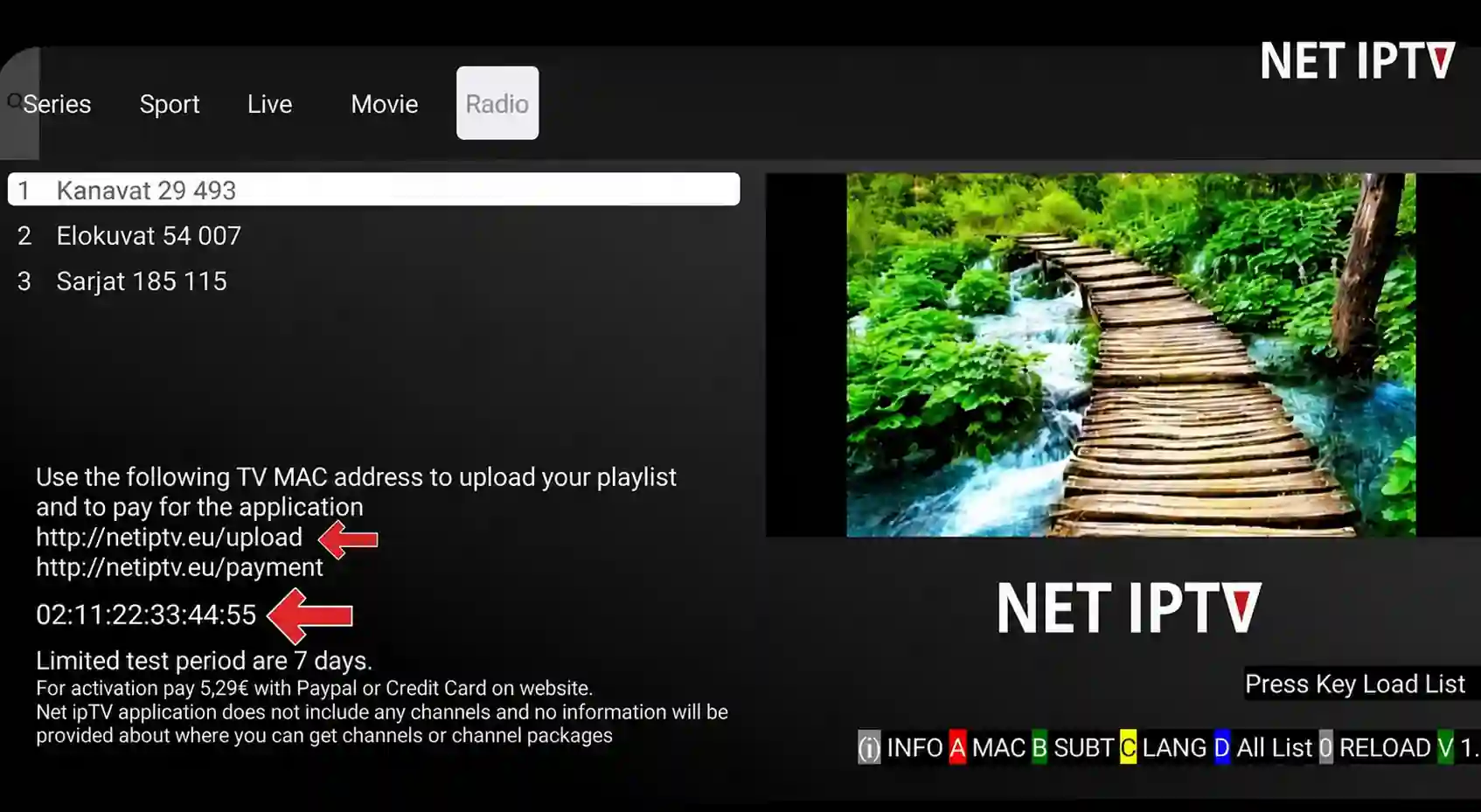 NET IPTV vaihe 1: turvallinen MAC ja yli 20 000 kanavan esimerkkimäärä