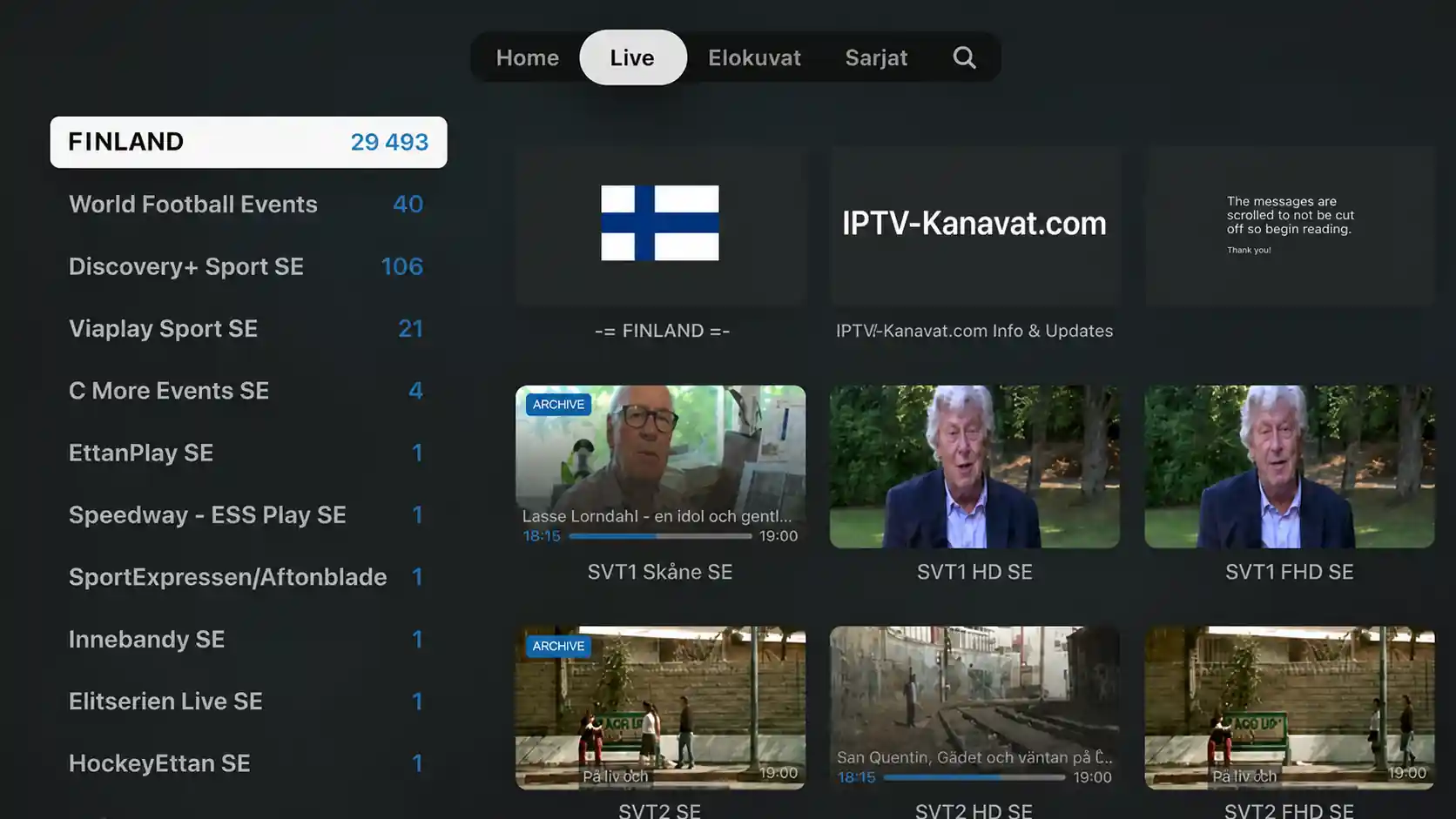 Perfect IPTV vaihe 3: IPTV-Kanavat.com-lista ja suuri esimerkkivalikoima