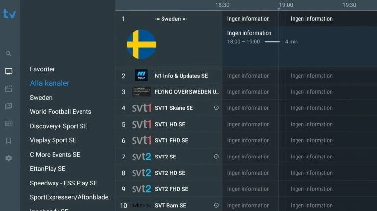 TiviMate-ohje vaihe 5: kanavalista ja EPG valmiina